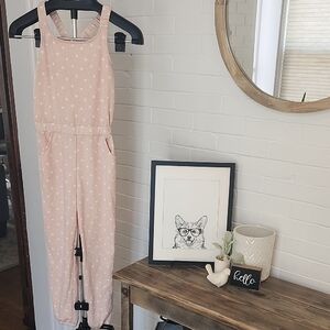 Pink Polka Dot Romper, Girls Small 7/8